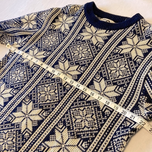 Vintage Steep Slopes Knit Ski Sweater Blue White Size Large Ski Outdoor - Picture 7 of 8